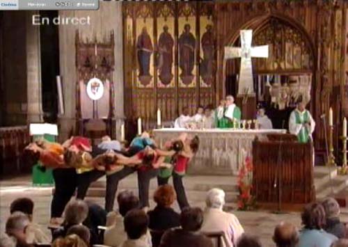 An obscene dance during the consecration at mass